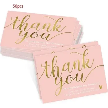 Svatební dekorace 50 ks Růžová kartička-anglické poděkování s láskou k balení | děkovací kartička, dekorace balíčku - 50ks-200002984