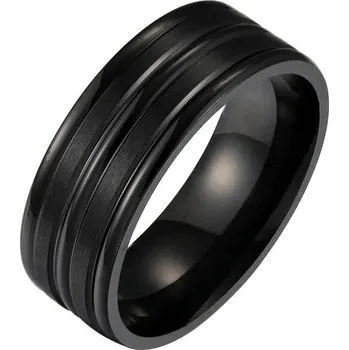Prsten Matný pánský snubní prsten z oceli | pánský prsten, snubní prsten - 814 Černá , 6
