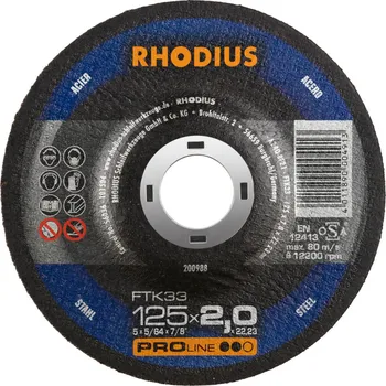 Řezný kotouč RHODIUS FTK33 řezný kotouč Rozměr kotouče: 150 x 3,0 x 22,23