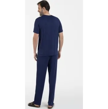 Pánské pyžamo Pánské pyžamo Italian Fashion Akord - viskóza Tmavě modrá S