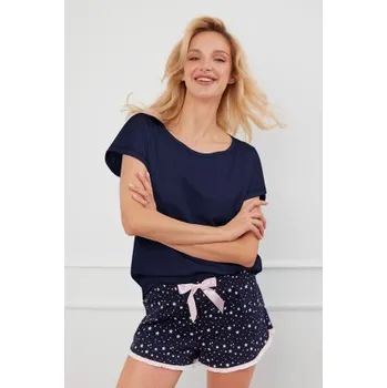 Dámské pyžamo Dámské bavlněné pyžamo Italian Fashion Libra - hvězdičky Tmavě modrá S