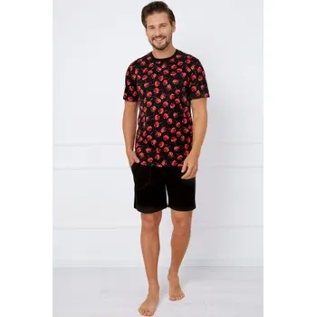 Pánské pyžamo Pánské pyžamo Italian Fashion Cherry - bavlna Černo-červená 2XL