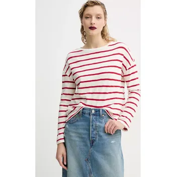 Pánské tričko Bavlněné tričko s dlouhým rukávem Levi's béžová barva A7248 01X, vel. S