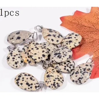 Sběratelství Přírodní krystal kapka 20x6mm | Minerální přívěsek 1 ks - Přírodní Dalmation