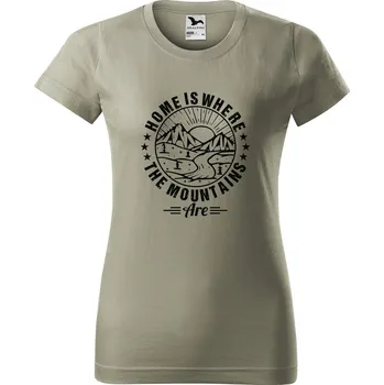 Dámské tričko Dámské tričko s potiskem Home is where Barva trička: Světlá khaki - 28, Velikost: M