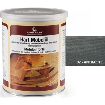 Olej na dřevo HARD FURNITURE OIL - tónovaný tvrdý olej na nábytek - 02 Antracite - Borma Wachs , 5 l , 10 Gloss - matný