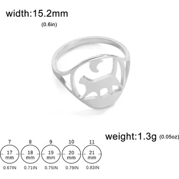 Prsten Ocelový prsten s motivem zvířete | dámský šperk - 2 Cat Steel , 9