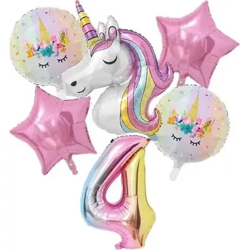 Party dekorace Duhový jednorožec balónky na oslavu s číslem | narozeninová dekorace, balónková výzdoba - 4
