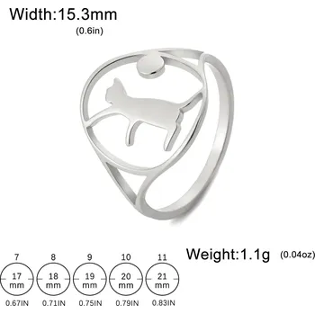 Prsten Ocelový prsten s motivem zvířete | dámský šperk - 21 Kočičí ocel , 9