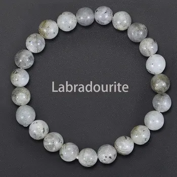 Náramek Korálkový náramek z přírodního kamene | šperky pro muže a ženy - labradorit , 8mm korálky , 17-17,5 cm