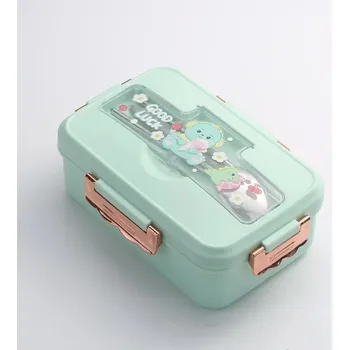 Svačinový box Svačinový box s přihrádkami pro děti | Krabička na svačinu 1+3 ks - Zelený