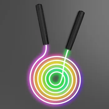 Švihadlo Svítící švihadlo pro děti nastavitelná délka | dětské švihadlo, sportovní švihadlo - černá PU duha