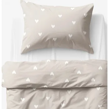 Povlečení Dětské bavlněné povlečení - Srdíčka na latte 140 x 200 a 70 x 90 cm