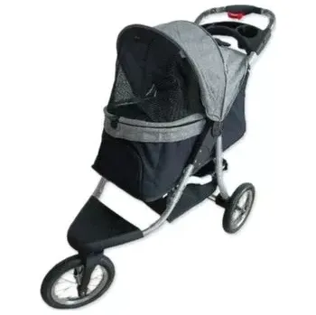 Kočárek pro psa Kočárek PawHut 110x54x106 cm šedo-černý