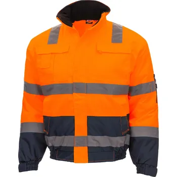 pracovní bunda NITRAS MOTION TEX VIZ – Výstražná zateplená bunda, neonově oranžová/tmavě modrá Velikost: 4XL