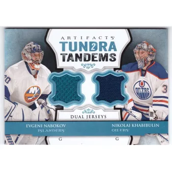 Sběratelská karetní hra 2013-14 UD Artifacts EVGENI NABOKOV NIKOLAI KHABIBULIN Tundra Tandems Dual Jerseys