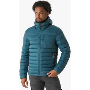 FORCLAZ Pánská turistická péřová bunda MT 500 M MODRÁ|ZELENÁ