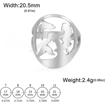 Prsten Ocelový prsten s motivem zvířete | dámský šperk - 19 Ocel mořské panny , 9
