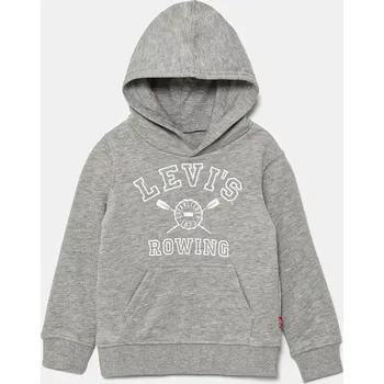 Chlapecká mikina Dětská mikina Levi's VARSITY ROWING HOODIE šedá barva, s kapucí, s potiskem, 8EM573 09X, vel. 92
