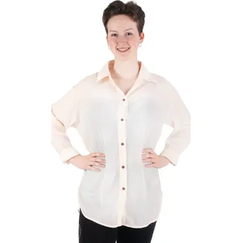 Dámská halenka Krémová bavlněná dámská košile s tříčtvrtečním rukávem Savitree Cream, jednobarevná, Sittar UNI