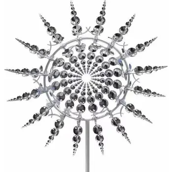 Zahradní dekorace Magický otočný větrník s 3D efektem do zahrady | kovový větrník, zahradní dekorace - Stříbro