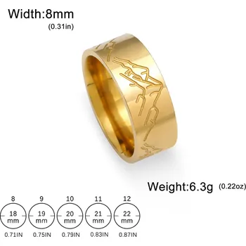 Prsten Ocelový prsten s horami vyřezávaný | šperk - Zlato , 11