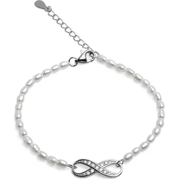 Náramek Lillian Vassago Stříbrný náramek zdobený nekonečnem se zirkony a perlami LLVY-SB004