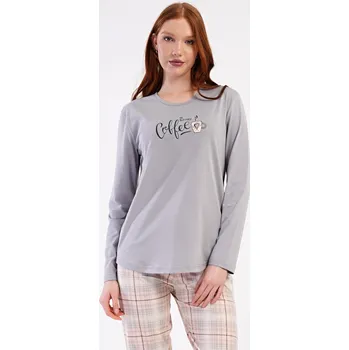 Dámské pyžamo Vienetta Dámské pyžamo dlouhé Coffee: šedá M