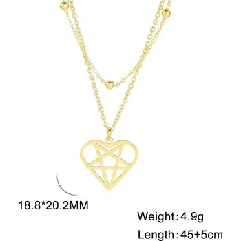 Náhrdelník Dámský náhrdelník srdce z oceli | šperky pro ženy - Dvojitý řetěz-175