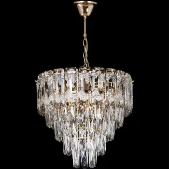 LED Lustr na řetězu 7xE27/60W/230V + 4xLED/6W pr. 40 cm zlatá