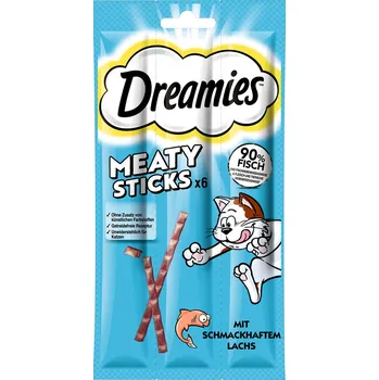Pamlsek pro kočku 6ks-6x5g Dreamies Meaty Sticks losos pamlsky pro kočky