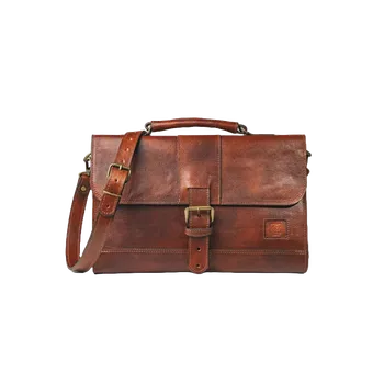 Pánská aktovka Pánská ručně šitá kožená Aktovka KUBÁT | 18542 Barva: hnědá - olejovaná