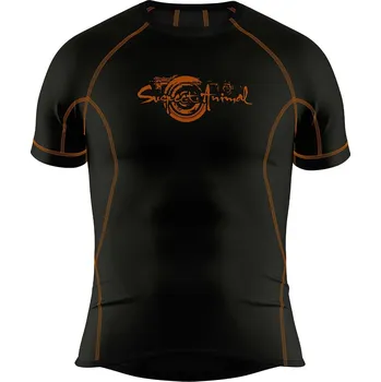 Pánské funkční triko krátký rukáv černá/rezavá Bamboo Ultra - Hnědá / XL