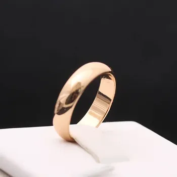 Prsten Ocelový prsten pro páry hladký | snubní prsten, módní šperk - Růžovo-zlatá 4mm , 12