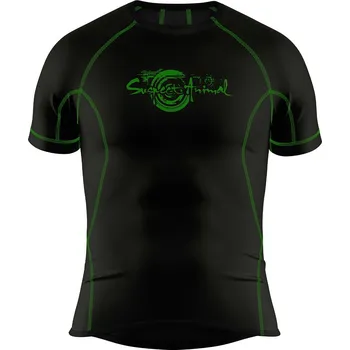 Pánské funkční triko krátký rukáv černá/zelená Bamboo Ultra - Zelená / L