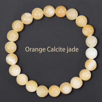 Náramek Korálkový náramek z přírodního kamene | šperky pro muže a ženy - Oranžový kalcitový nefrit , 6mm korálky , 17-17,5 cm