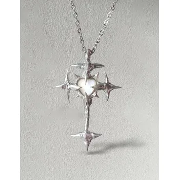 Náhrdelník Náhrdelník s křížem a zirkonem | Dámský přívěsek, gotický šperk** - C5027-2