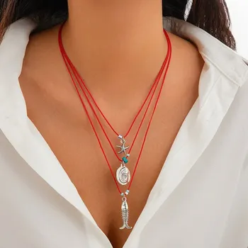 Náhrdelník Barevný letní náhrdelník mušle hvězdice rybka | náhrdelník, letní šperk - 04-5374