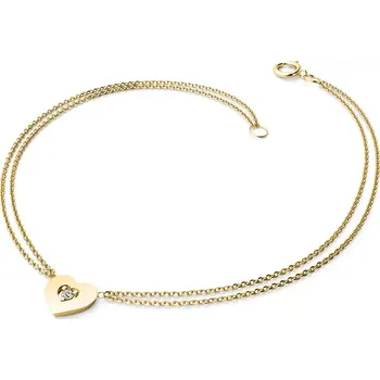 Náramek Dámský náramek žluté zlato 585/1000 přírodní diamant G/SI srdce 10874-NR02-ZL délka 20 cm