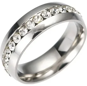 Prsten Lesklý dámský prsten a kamínkem z oceli | ocelový prsten, dámský šperk - BÍLÝ , 12