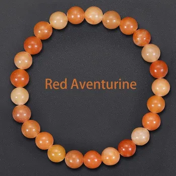 Náramek Korálkový náramek z přírodního kamene | šperky pro muže a ženy - Červený avanturín , 8mm korálky , 17-17,5 cm