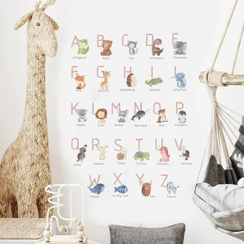 Samolepící dekorace Dětské samolepky se zvířátky a abecedou | nálepky na zeď, dětská dekorace