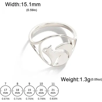 Prsten Ocelový prsten s motivem zvířete | dámský šperk - 16 Veverka Ocel , 8