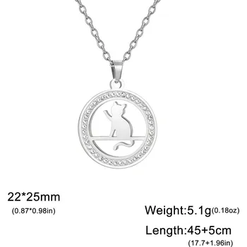 Náhrdelník Náhrdelník s kočkou a zirkonem | šperk - Styl E-Steel Barva