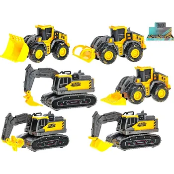 autíčko Stavební vozidla žlutá 11,5cm na setrvačník 9druhů