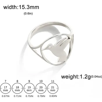 Prsten Ocelový prsten s motivem zvířete | dámský šperk - 9 Bird Steel , 11