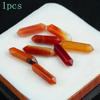 Sběratelství Hexagonální sloupek z přírodního kamene | ochranný krystal, meditační kámen 1 ks - Přírodní červený achát