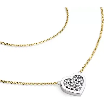 Náhrdelník Dámský náhrdelník zlato mix 585/1000 přírodní diamant 0.096 ct G/SI bílého se srdíčkem 10881-NH01-ZLB délka 45 cm