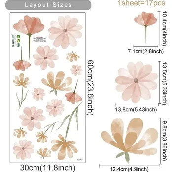 Samolepící dekorace Boho samolepky na zeď pro děti | Vinylové dekorace, květinové samolepky - SL6242AB