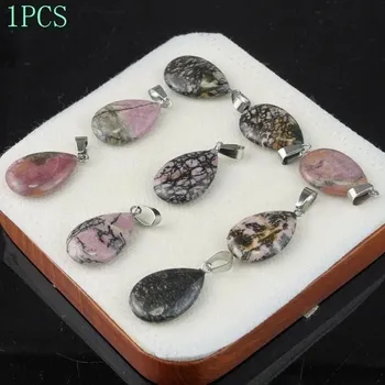 Přívěsek Přírodní krystal kapka 20x6mm | Minerální přívěsek 1 ks - Přírodní rodonit